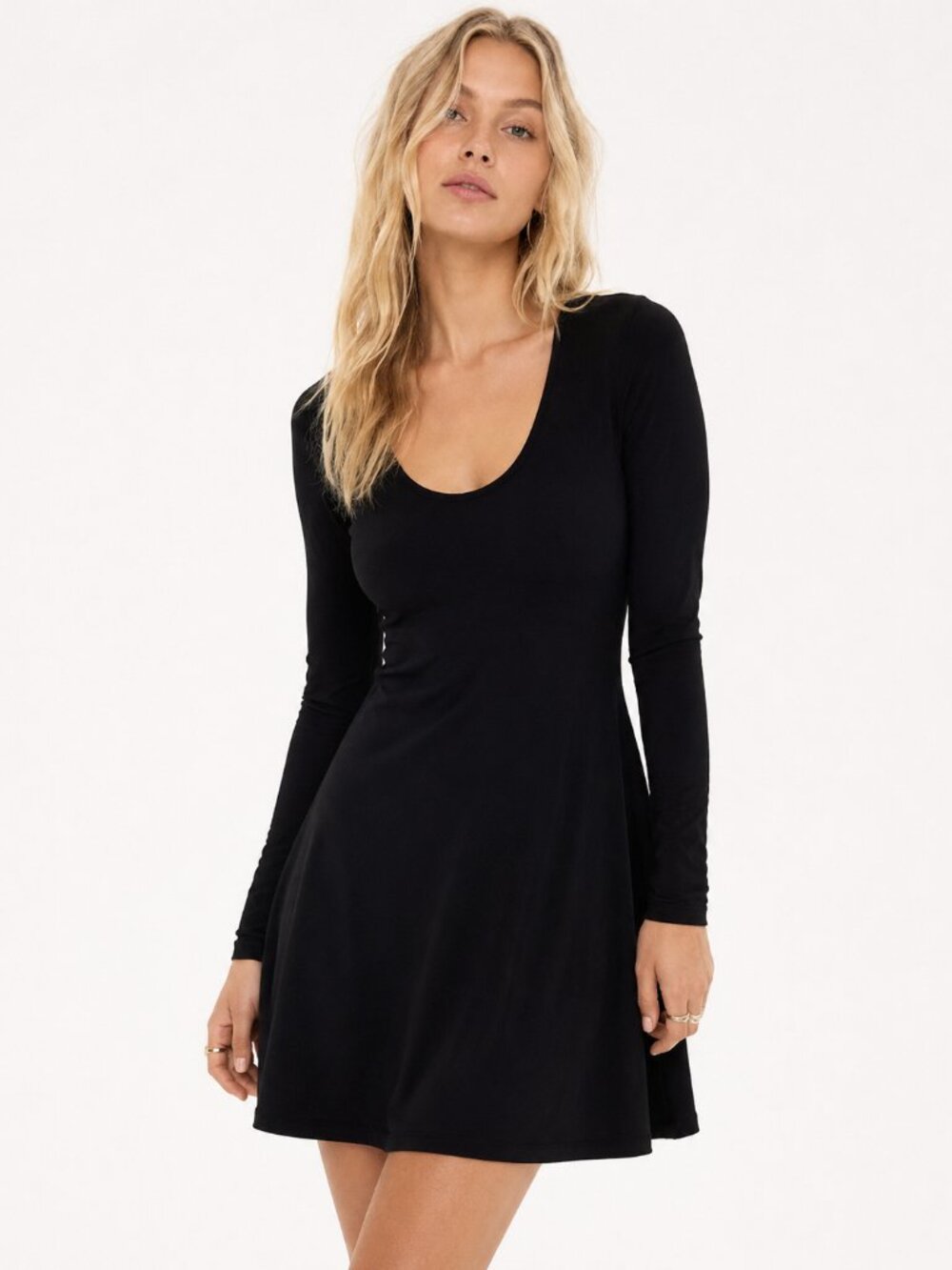 Known Supply Cecelia Dress Black Long Sleeve Fitted Organic Cotton Medium NWT